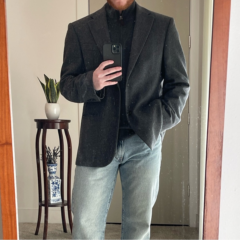 Oscar de la Renta Charcoal Wool Blazer